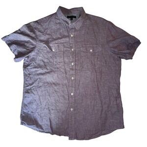 Banana Republic Shirt Men's Large‎ Purple Lightweight Linen Cotton Preppy Summer
